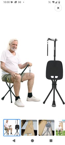 Walking cane with seat