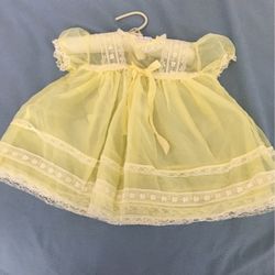Yellow Easter/Christening Dress. Newborn -9 Months. Lined Lace Dress 