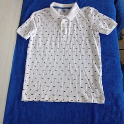 Old Navy White And Blue Shark Polo shirt Sz XL(14-16)
