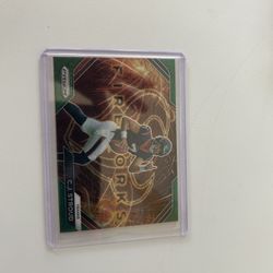 2023 Panini Prizm Fireworks Green Wave rookie card of C.J. Stroud from the Houston Texans.