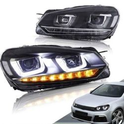 10-14 Volkswagen Golf 6 Mk6 LED DRL Projector  Headlights Luces Micas Calaveras Faros Faroles Headlamps 