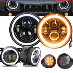 Headlight Lamps Set For Jeep Wrangler Jk 07-18 HEADLIGHTS,  FOG LIGHTS AND SIGNAL LIGHTS Brand New $130