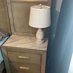 Nightsand With Touching Light Headboard 