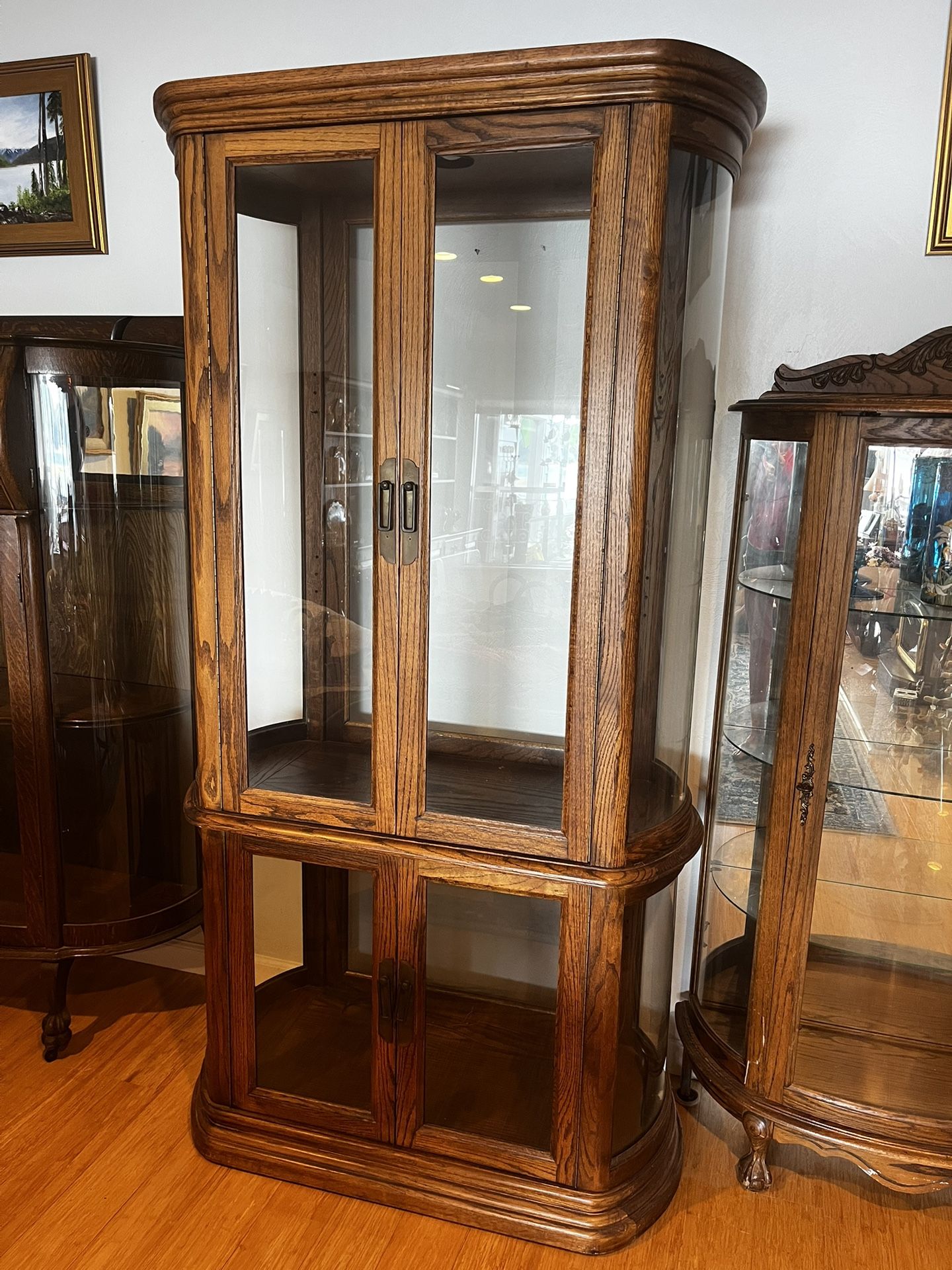 Bow Sided Glass Curio Cabinet