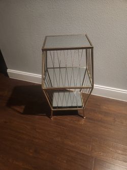 Gold 3 Tier Side Table 15"W x 29"H