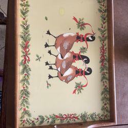 Vintage Christmas Geese Tray