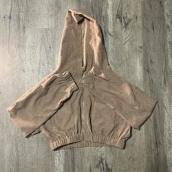 Stylish Beige Corduroy Jacket With A Hood. Perfect For Casual Wear.