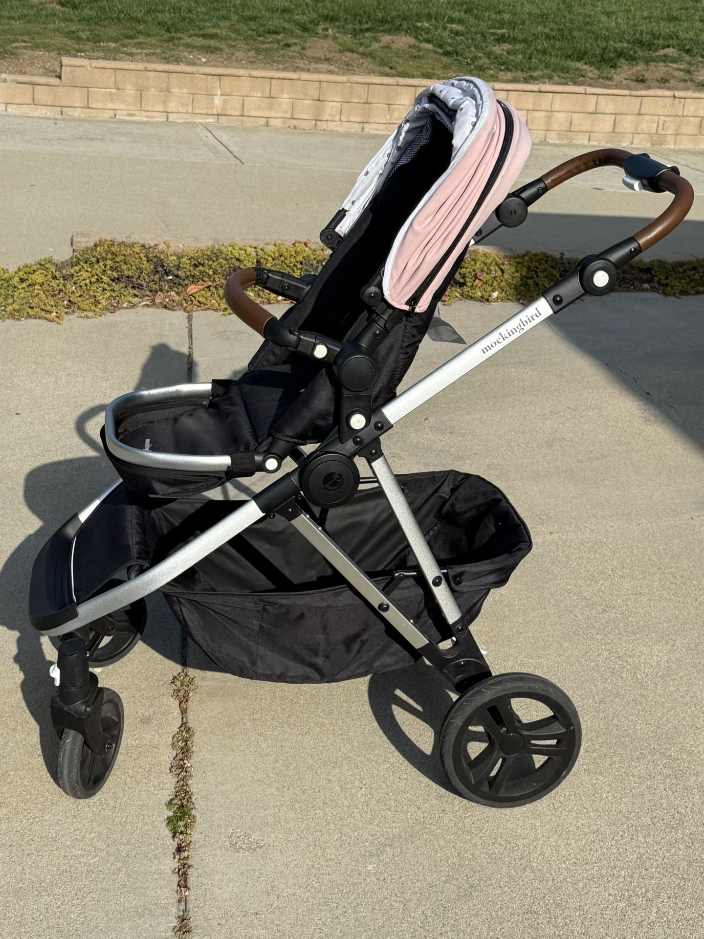 Mockingbird Single-to-double Stroller With Pink Canopy (No 2nd Seat)