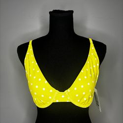 No Boundaries Medium 7-9 Yellow White Dot Underwire Bikini Top Juniors NWT