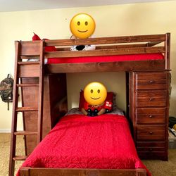 Kids Bunk Bed w/desk & Bookcase