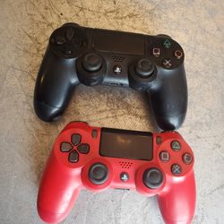 2 Red & Black Playstation 4 Controller For Parts And Repair Non Working  As Is 