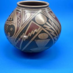Andrea Villalba Signed Pottery MataOrtiz Polychrome HandPainted Geometric Animal