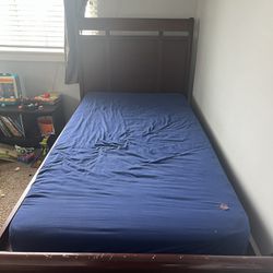 Wood Frame Twin Bed And Mattress