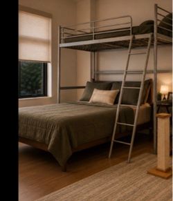 Silver Metal Loft Bunk Bed Frame