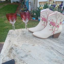 Bacarate Wine Crystal Glasses And Boots