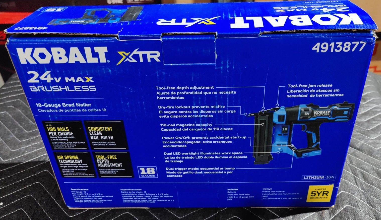 Kobalt 2.125in 18Gauge Cordless Brad Nailer for Sale in South Elgin