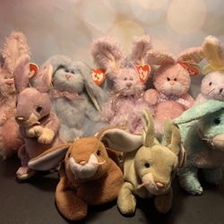 Ty Beanie babies Bunnies Lot Of 9 Some Are Attic Treasures
