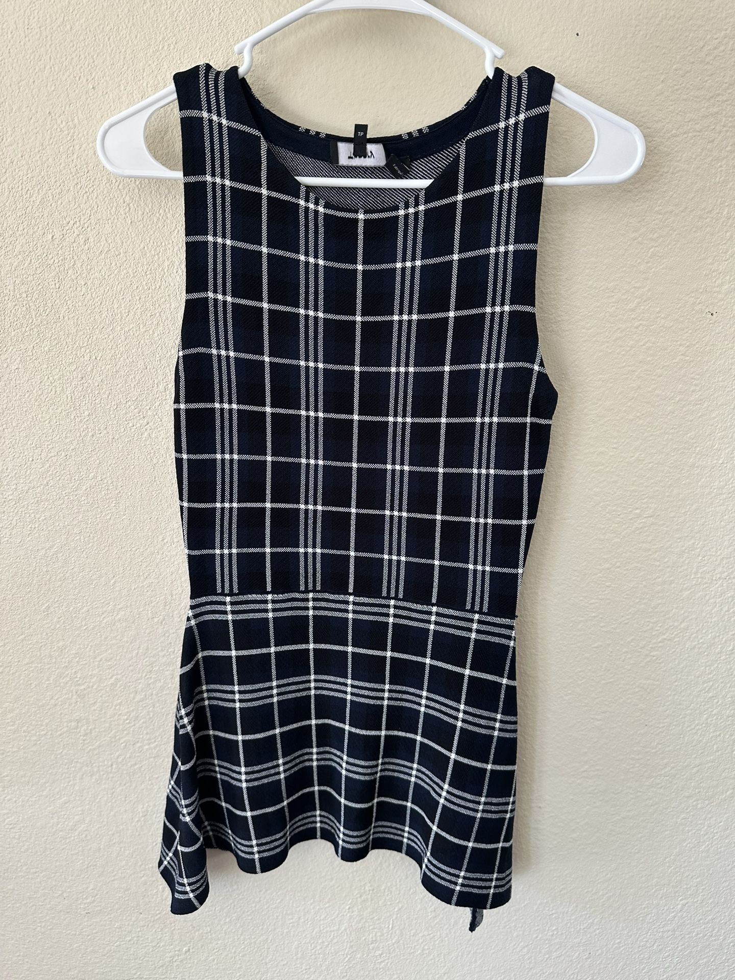 Theory Sleeveless Plaid Flare hem Women's Tank Top Size P