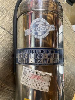 Vintage Stainless Steel Randolph Fire Extinguisher 1962