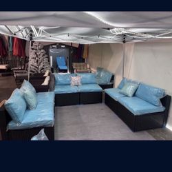 Set Of 7pcs Outdoor Set In Turquoise Blue 