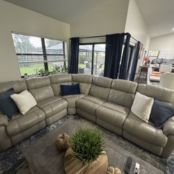 Leather Sectional - 3 Power recliners 