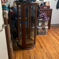 oak curio cabinet 3 glass shelves