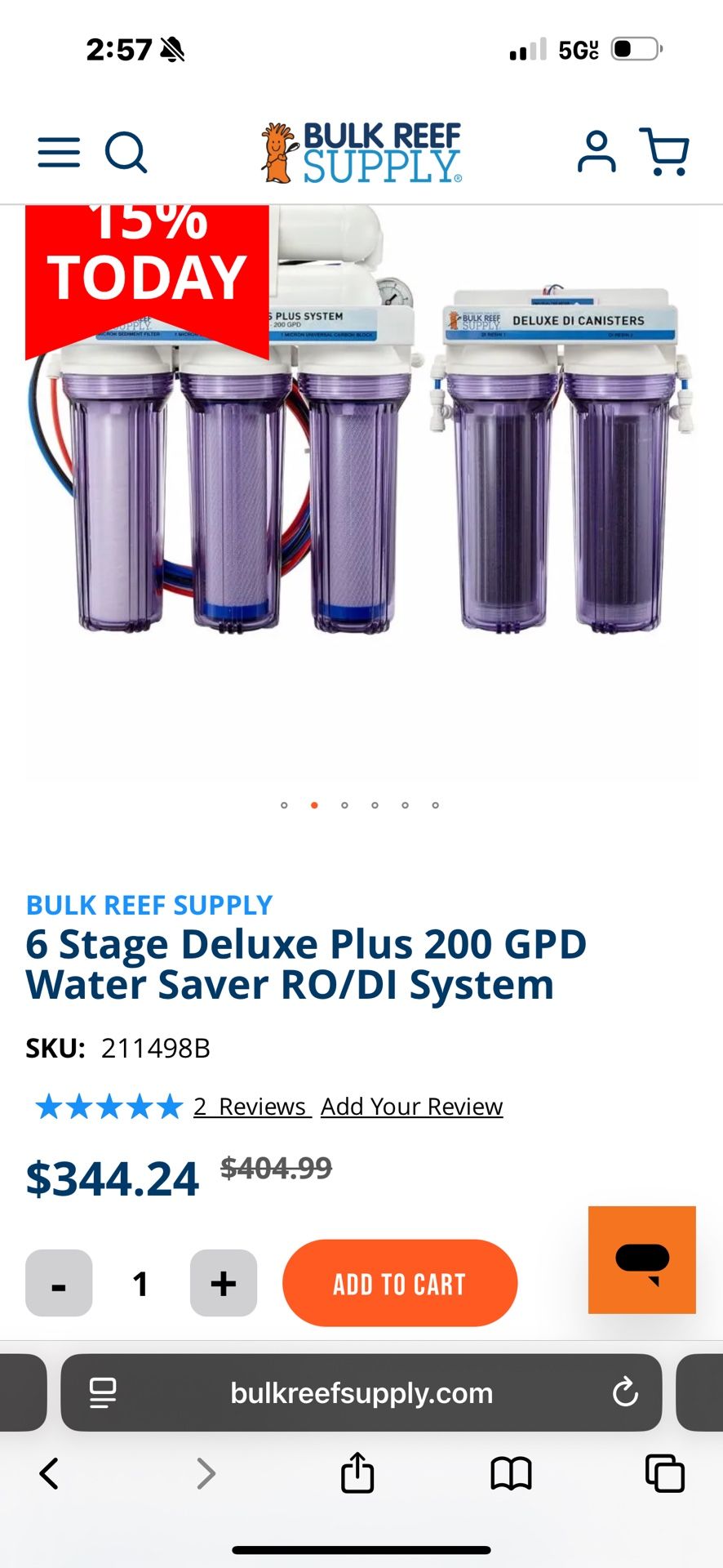 Reverse Osmosis system With Deluxe DI Canisters