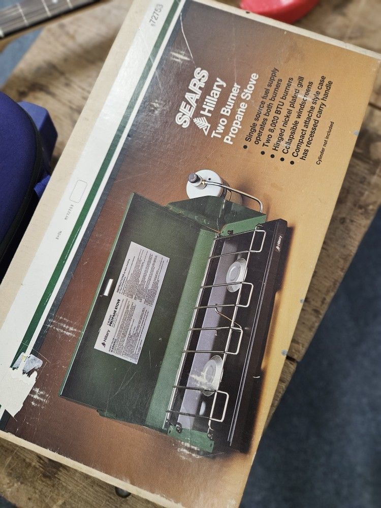 Vintage Sears Coleman Hillary 2 Burner Propane Camp Cook Stove 72753
