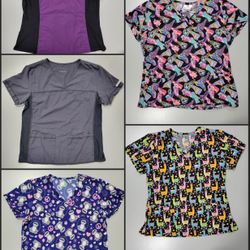 5 Scrub Tops, Pre-owned