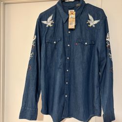 Levi’s Men’s Embroidered Denim Western Shirt – Size XL Brand new with tags, never worn