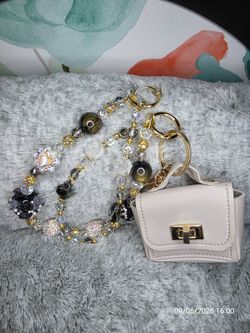Black / white / Grey Bag or keychain charm with little Bag