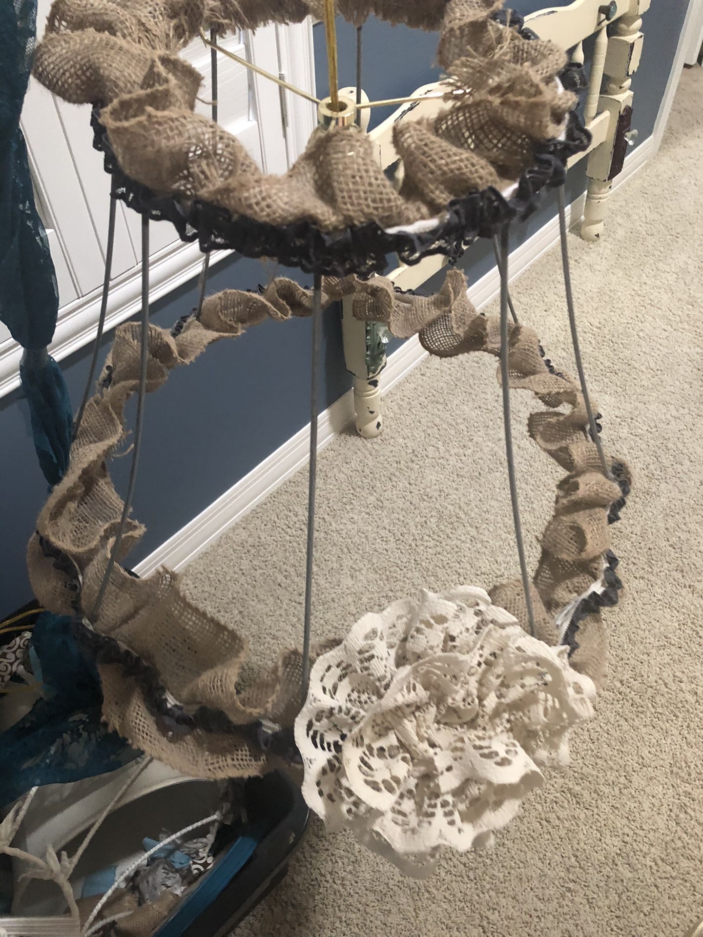 Plug in lamp shade chandelier