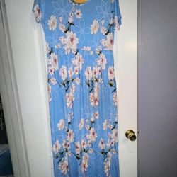 Brandnew Baby blue Floral Dress Size XL 