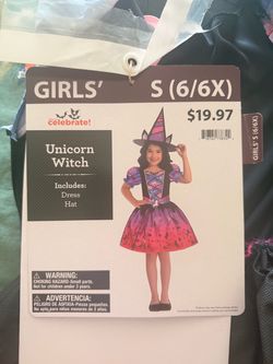 Girls Unicorn Witch Halloween Costume Size S (6/6X)