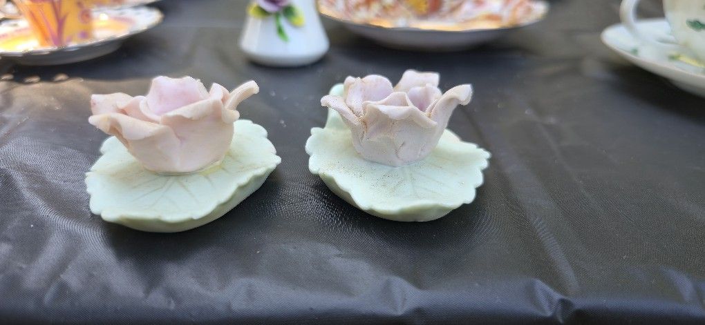 Porceline Flower Candle Stick Holders