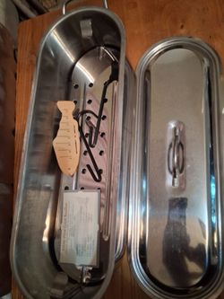 Stainless steel FISH KETTLE 4 baking, poaching or grilling, stove top or OVEN