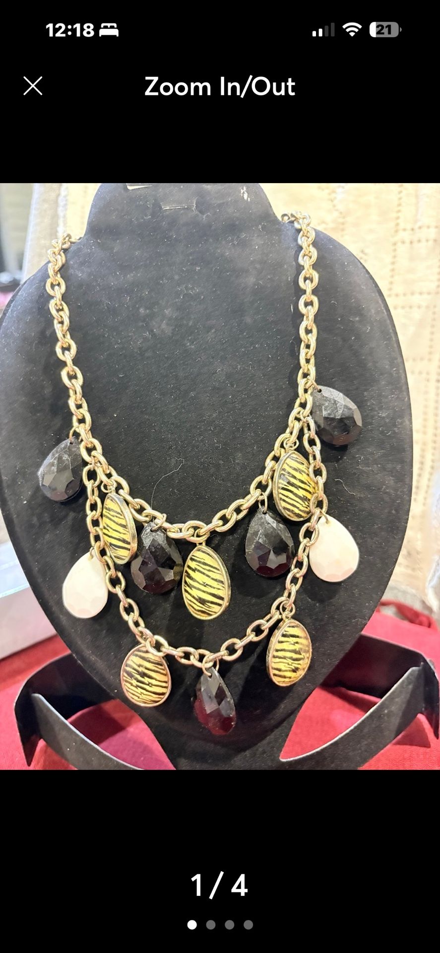Vintage Chain Necklace with Different Color of Tear Drop Beads