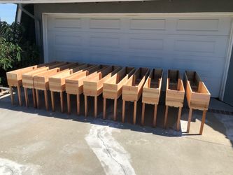 Custom privacy wall patio garden bed flower herb planter box wooden cedar redwood container vegetable urban