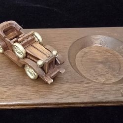 Vintage Gentlemans Wooden Antique Car Vanity Tray 10.5" L x 6" W