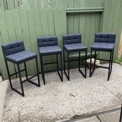 Modern Bar Stools Set of 4, Upholstered Bar Height Barstools