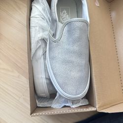Silver Glitter Slide On Vans 
