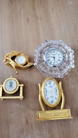Lot of small table accent clocks Waterford crystal timex