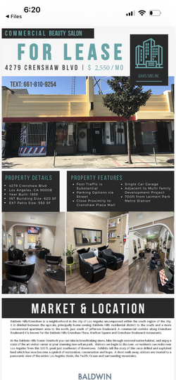 BEAUTY SALON FOR LEASE! FULLY EQUIPPED. $2550.