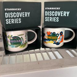 Starbucks Discovery Series mugs featuring Tennessee and Louisiana