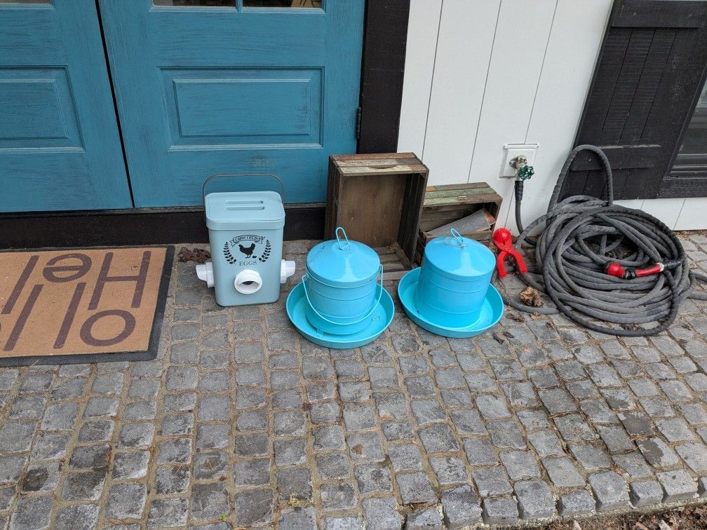 Poultry/Chicken Feeders (2) and (1) Water Dispenser