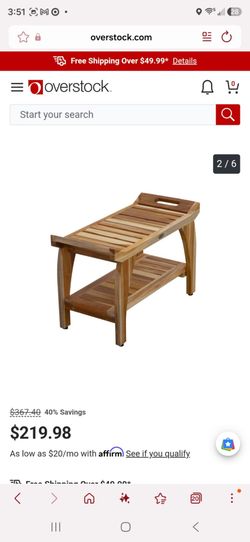 EcorDecor  Tranquility Earthy teak shower bench