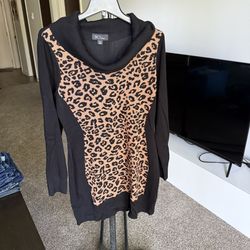 BCX Womens Juniors Cowl Neck Animal Print Sweaterdress