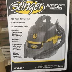 Stinger 2.5 gal/9.5 Liter Wet/Dry Vac