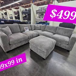 BRAND NEW 4PCS SECTIONAL SOFA SET WITH OTTOMAN AND ACCENT PILLOW INCLUDED $499