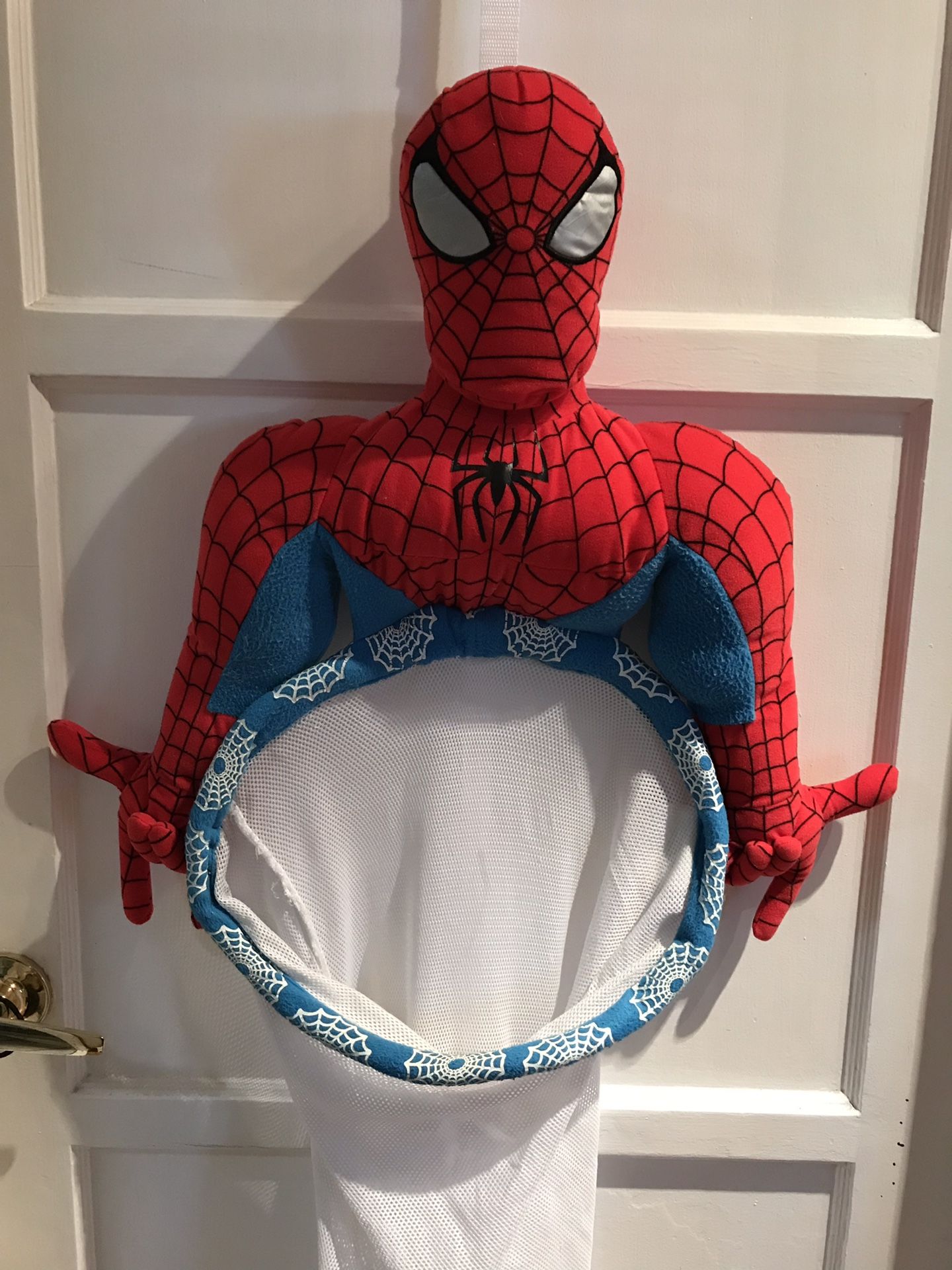 Spider-Man Laundry Hamper hangs over Door